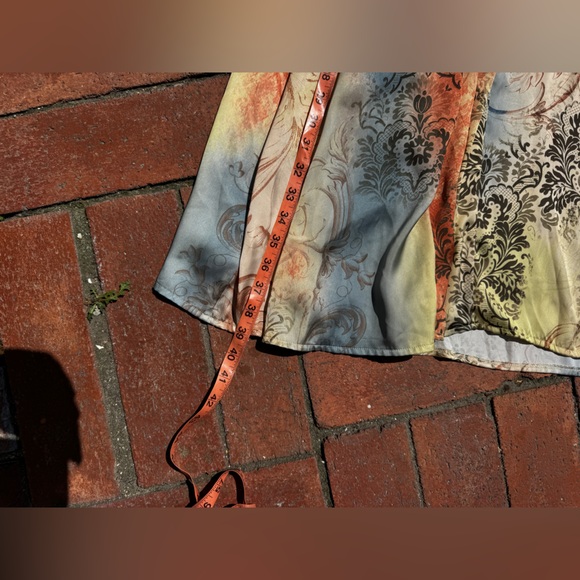 Y2K Vintage Newport News Boho Baroque Print Silky Midi Skirt Size 16W - Picture 6 of 7